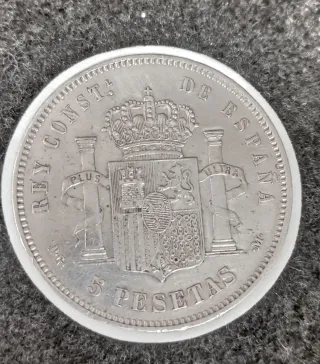 Moneda Alfonso XIII 5 Pesetas 1891 Plata