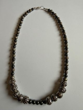 Collar plata y amatista con abalorios