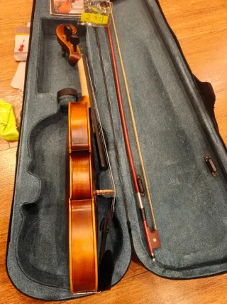 Violín con arco y funda