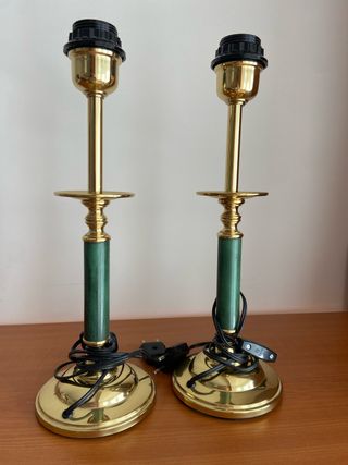 Lámparas de mesa doradas y verdes (2 unidades)