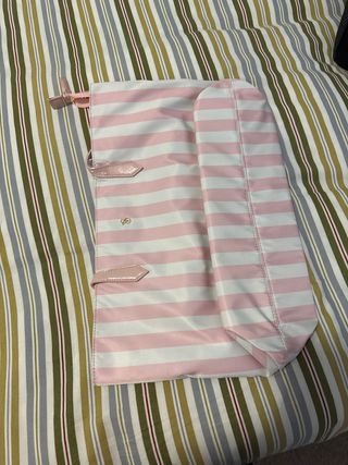 Bolso de rayas rosa y blanco