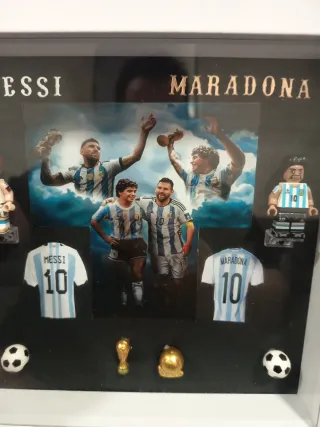 Cuadro Messi y Maradona Reyes del Fútbol