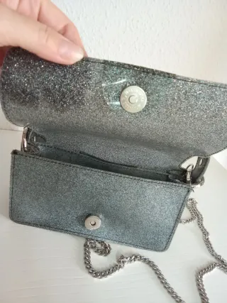 Bolso fiesta Zara plateado pequeño