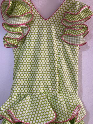 Traje de Gitana Verde y Rosa para niña