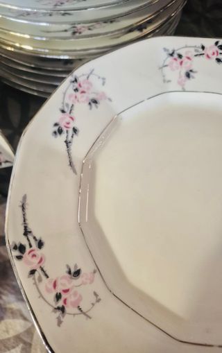 Vajilla Art Decó Época 1930 Porcelana Flores Rosas