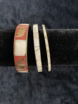 Pulseras Vintage Nácar y Rojo