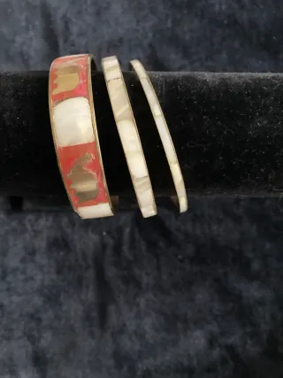 Pulseras Vintage Nácar y Rojo