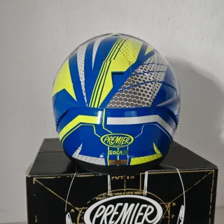 Casco Premier Moto Azul y Amarillo