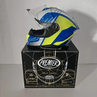 Casco Premier Moto Azul y Amarillo