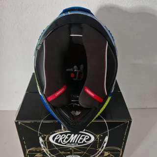 Casco Premier Moto Azul y Amarillo