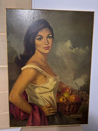 Cuadro Campesina con cesta de frutas