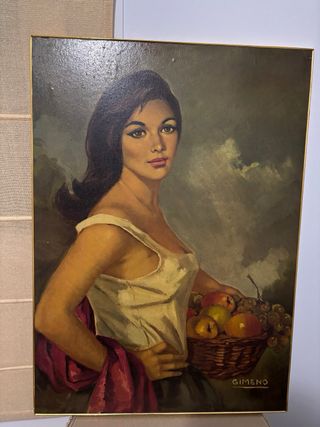 Cuadro Campesina con cesta de frutas