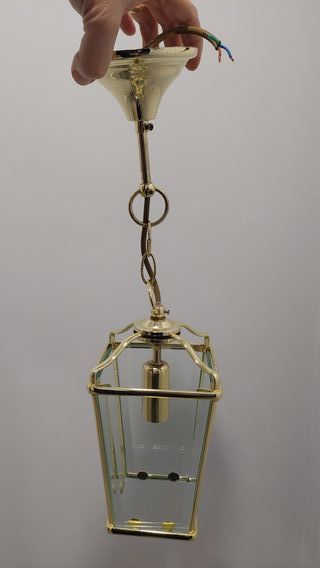 Lámpara farol dorada de cristal