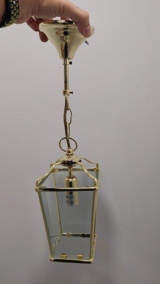 Lámpara farol dorada de cristal