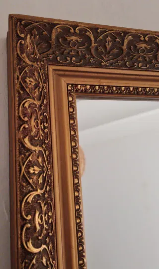 Espejo Marco Dorado Madera Tallada