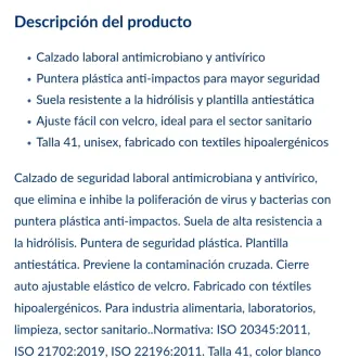 Zapatos de seguridad Panter Zagros Hidrogrip T.41