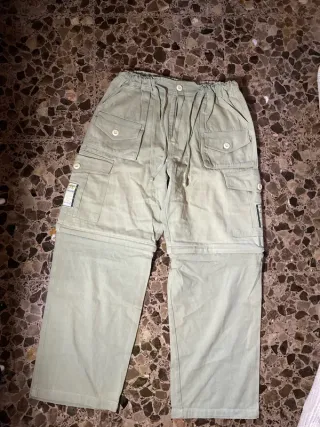 Pantalón ancho cargo Y2K beige/verde
