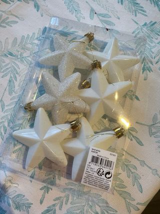 Adornos Navideños Estrella Blanca y Dorada