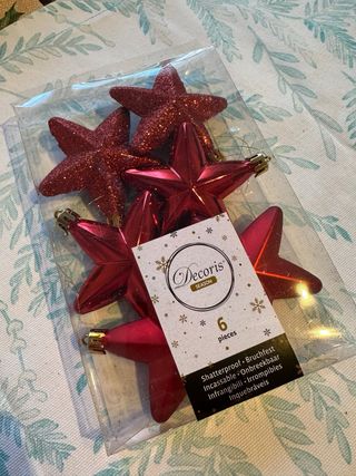 Adornos Navideños Estrella Blanca y Dorada