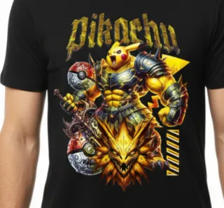 Camiseta Negra Hombre Talla L/M Pokémon