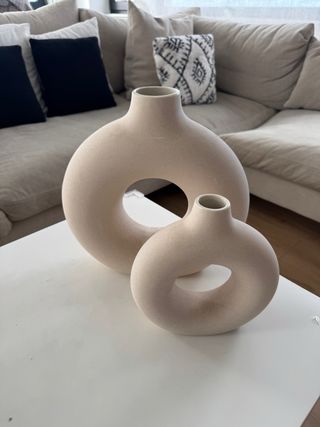 Juego 2 Jarrones Decorativos Beige