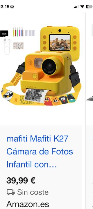 Fotocamera istantanea per bambini tipo KODAK