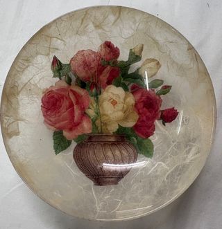 Piatto in vetro decoupage sottovetro fiori