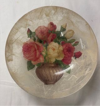 Piatto in vetro decoupage sottovetro fiori