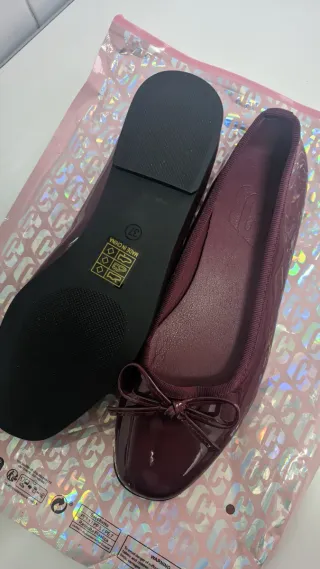 Bailarinas granates/burdeos charol lazo talla 37