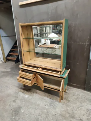 Vitrina Oriental Espejo Mid Century 60s Vintage.