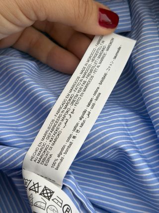 Camisa AzulCeleste Rayas Finas Blanca MassimoDutti