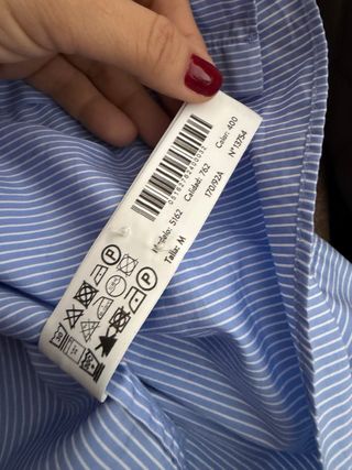 Camisa AzulCeleste Rayas Finas Blanca MassimoDutti