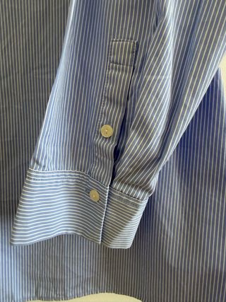 Camisa AzulCeleste Rayas Finas Blanca MassimoDutti