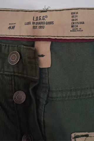 Pantaloni a coste verde oliva SLIM