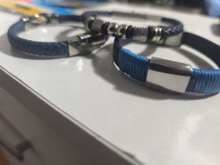 Lote 3 Pulseras Viceroy Cuero Azul y Plata