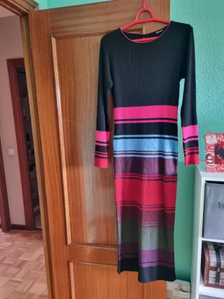 Vestido largo punto fino multicolor T.44