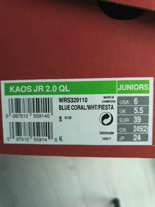 Zapatillas Tenis Niño Wilson Azul Naranja talla 39