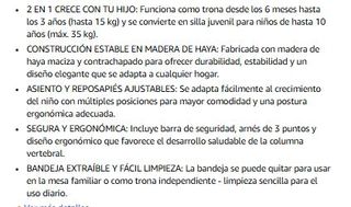 Trona KikkaBoo NORDY Madera Bebé Ajustable