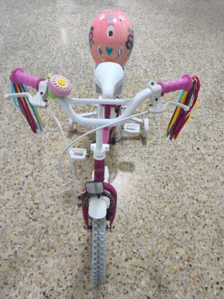 Bicicleta infantil rosa con ruedines 16 pulgadas