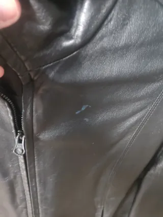 Cazadora de piel Mango color negro