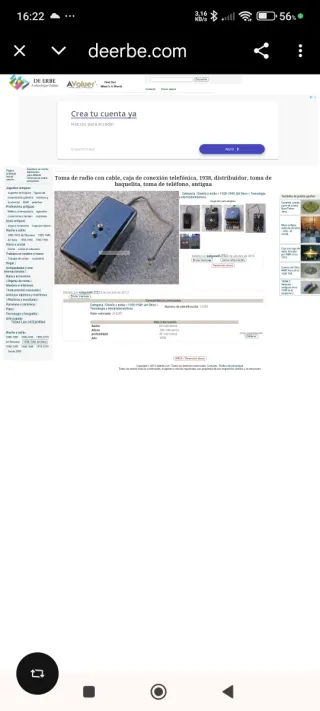 Tomas de teléfono para radio antigua válvulas. Año