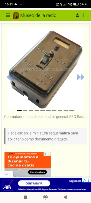 Tomas de teléfono para radio antigua válvulas. Año