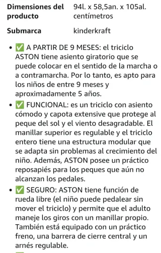 Triciclo Kinderkraft Astor Turquesa