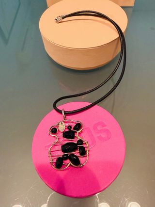 Colgante Oso Tous Cuero Cierre Plata