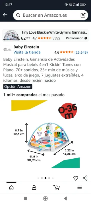 Alfombra de actividades para bebé con piano