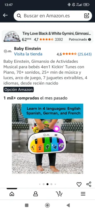 Alfombra de actividades para bebé con piano