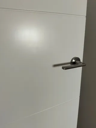 Puerta blanca con manilla de acero