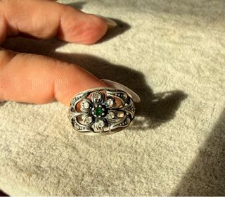 Anillo Plata 925 Art Deco Esmeralda