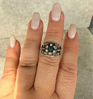 Anillo Plata 925 Art Deco Esmeralda