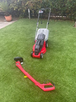 Cortacésped y bordeadora eléctrica roja